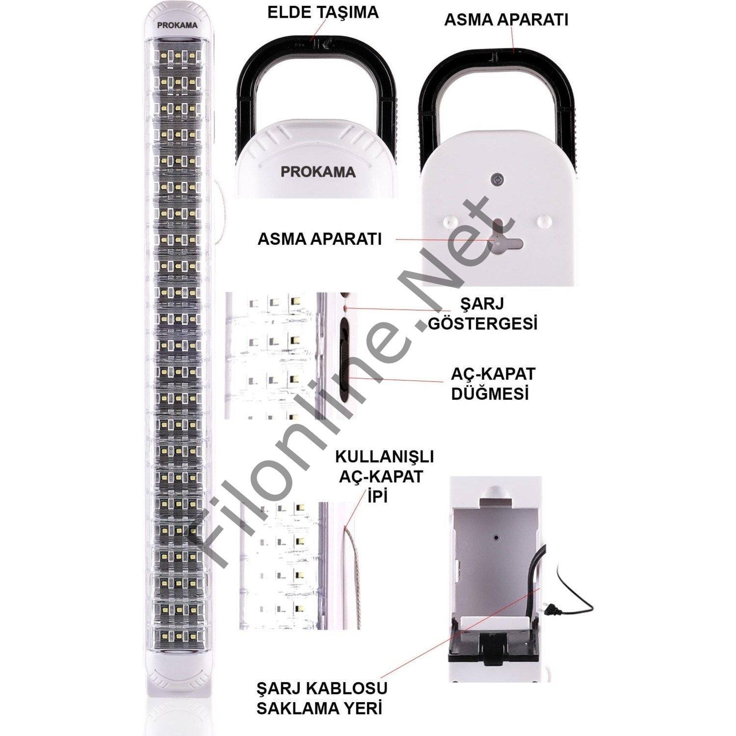 LED POINT LP-6069 ŞARJ EDİLEBİLİR ACİL DURUM LAMBASI 69 LED  KAMP LAMBASI
