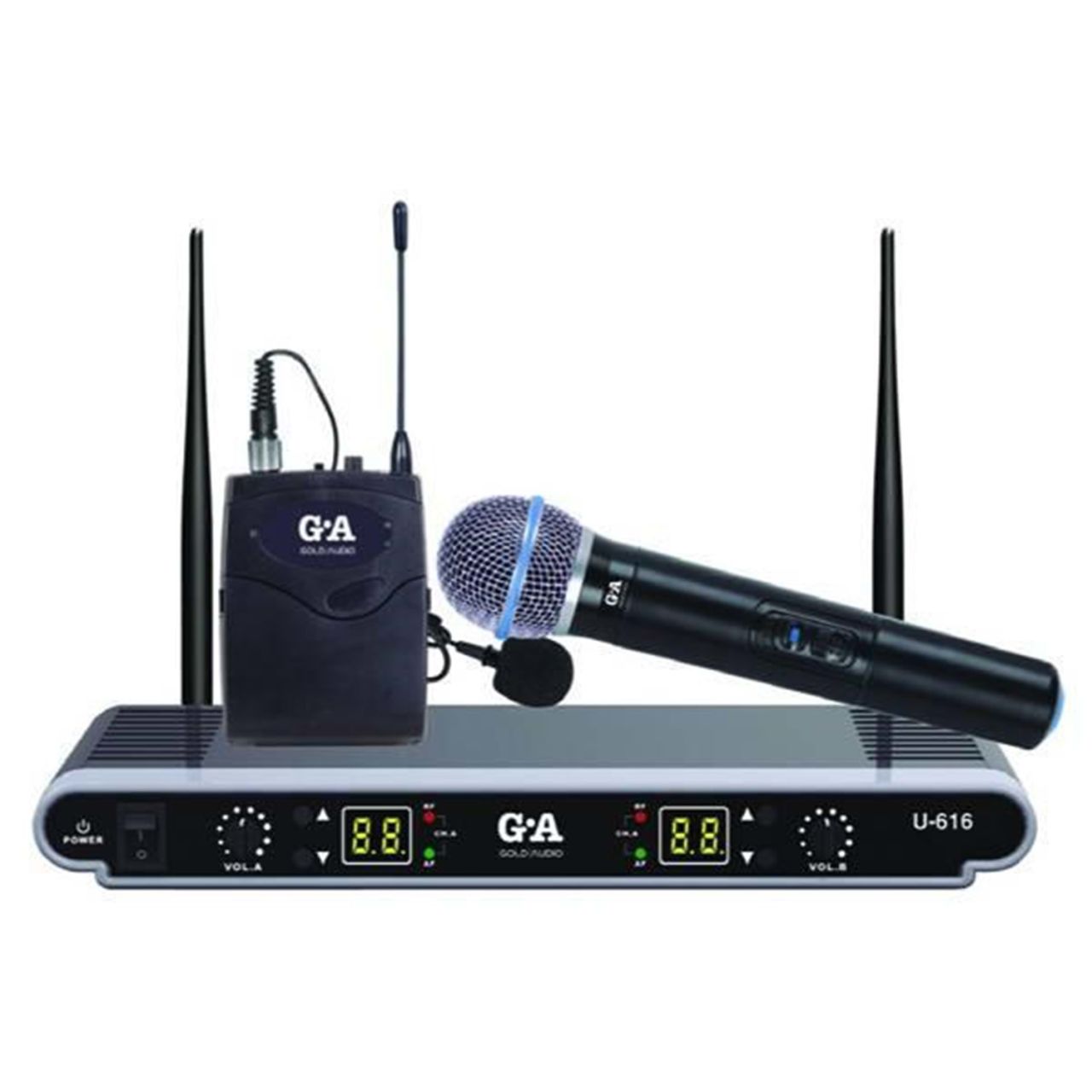 GOLD AUDIO UHF U-616 MİKROFON SİSTEMİ EL+YAKA PROFESYONEL UHF WIRELESS MİKROFON SİSTEMİ