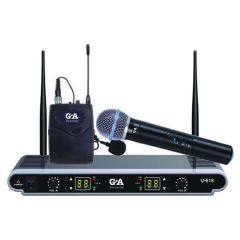 GOLD AUDIO UHF U-616 MİKROFON SİSTEMİ YAKA+YAKA PROFESYONEL UHF WIRELESS MİKROFON SİSTEMİ