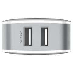 Baseus Letour ZCL2B-B02 Şarj Aleti Dual U Çift USB Başlık 5C/2.4A Hızlı Şarj Aleti Beyaz-Gri