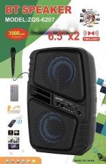 ZQS6207 KUMANDALI + MİKROFONLU USB-FM-TF-BT DESTEKLİ TAŞINABİLİR HOPARLÖR