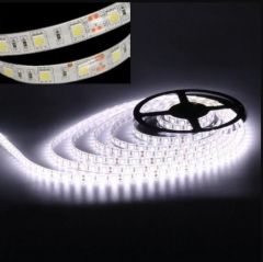 OOKAY-5050 ŞERİT LED 12V 14.4W 3 ÇİPLİ SİLİKONSUZ 60 LED 5 METRE İÇ MEKAN ŞERİT LED IŞIK BEYAZ