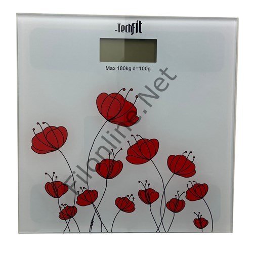 TECHFIT TF-1053 DİJİTAL KİŞİSEL BASKÜL ÇİÇEK DESENLİ CAM BANYO TARTISI 