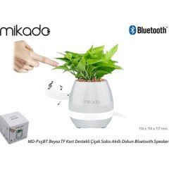 Mikado MD-P15BT Multimedya Bluetooth/TF Piyano Çiçek Saksı Dokunmatik Müzik Sistemi Speaker Beyaz