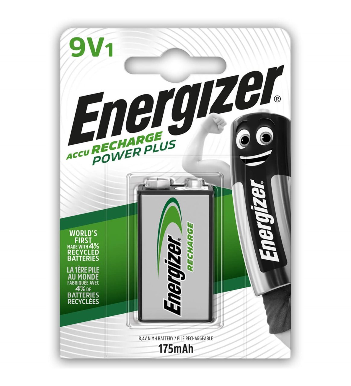 Energizer 9V Şarjlı 175 mAh Pil Tekli Blister