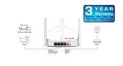 TP-LINK Mercusys MW305R Modem 300Mbps 2.4GHz 4K 4 Port 3 Antenli Wireless N Router Modem