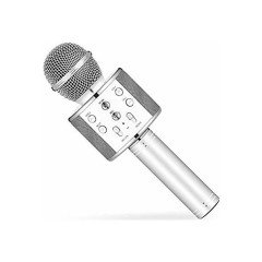WSTER WS-858 KARAOKE MİKROFON GRİ BLUETOOTH HOPARLÖR AUX USB MİKRO SD KART GİRİŞLİ MİKROFON