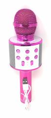 WSTER WS-858 KARAOKE MİKROFON BLUETOOTH HOPARLÖR AUX-USB MİKRO SD KART GİRİŞLİ PEMBE MİKROFON