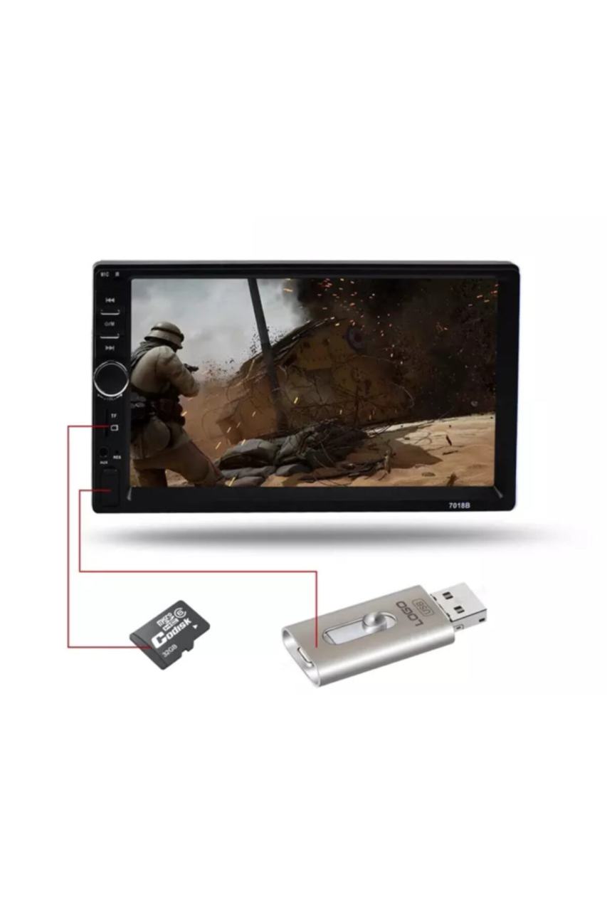 KINGWIN 3200 OTO TEYP 7'' HD 1080P 12V 45x4W USB/TF/AUX 2 DİN RADYO ÇALAR BAS/TİZ AYARLI DOUBLE TEYP