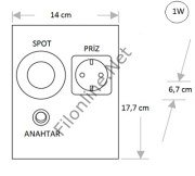 CATA CT-5110 TEZGAH ALTI ÇİFT PRİZLİ AYDINLATMA BEYAZ IŞIK 