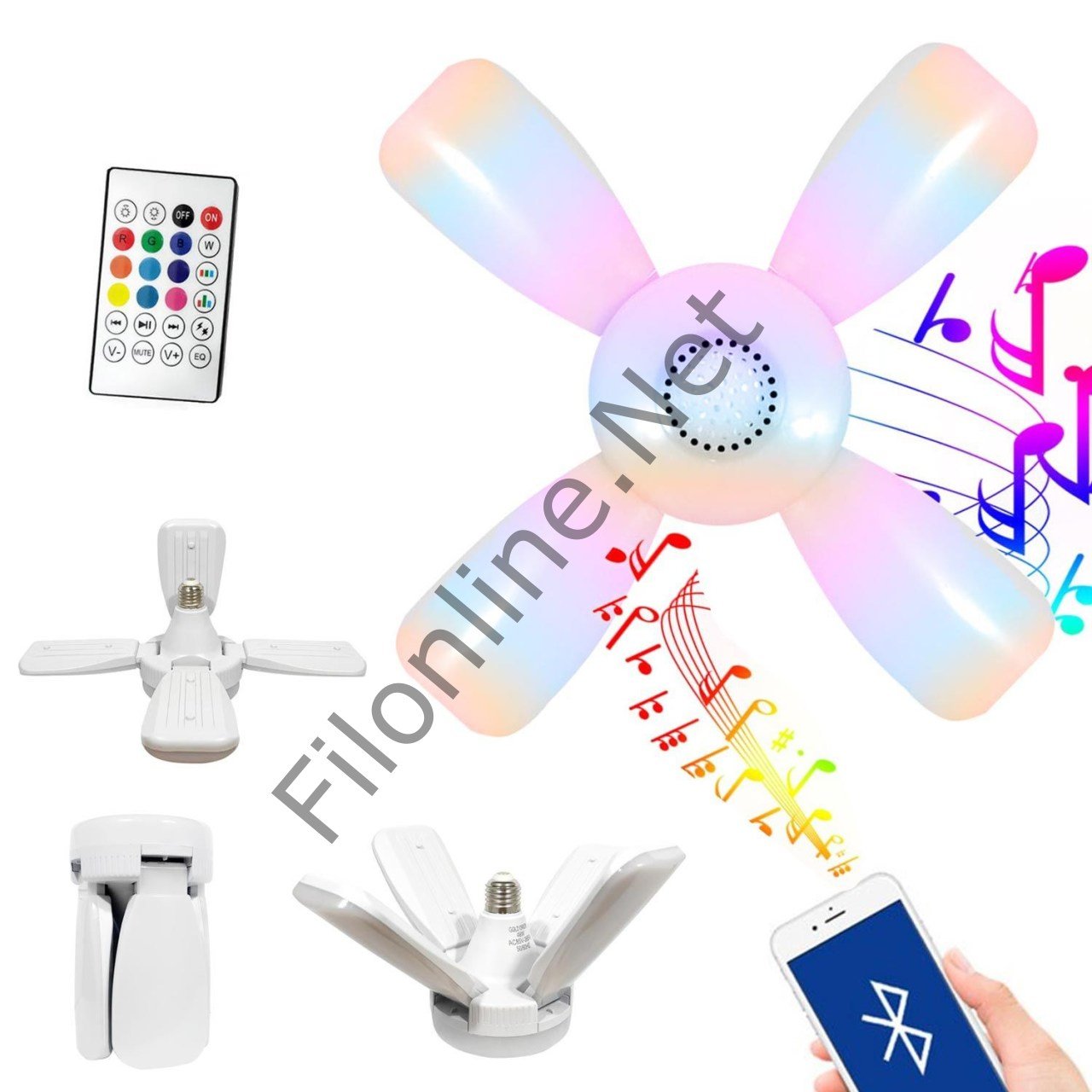 GOLD ORION OR-1003 MÜZİK LAMBASI LED TAVAN RGB ANİMASYONLU 220V E27 DUY BLUETOOTH KUMANDALI  IŞILDAK
