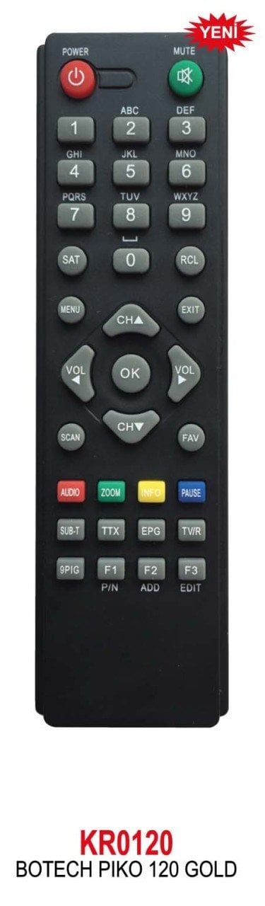 KR0120 UYDU KUMANDASI BOTECH PIKO 120 GOLD KAWAİ 6240 MİNİ MAGBOX KING UYDU KUMANDASI