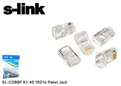 S-link SL-COB8P RJ45 Konnektör Jack 100 Lü Paket