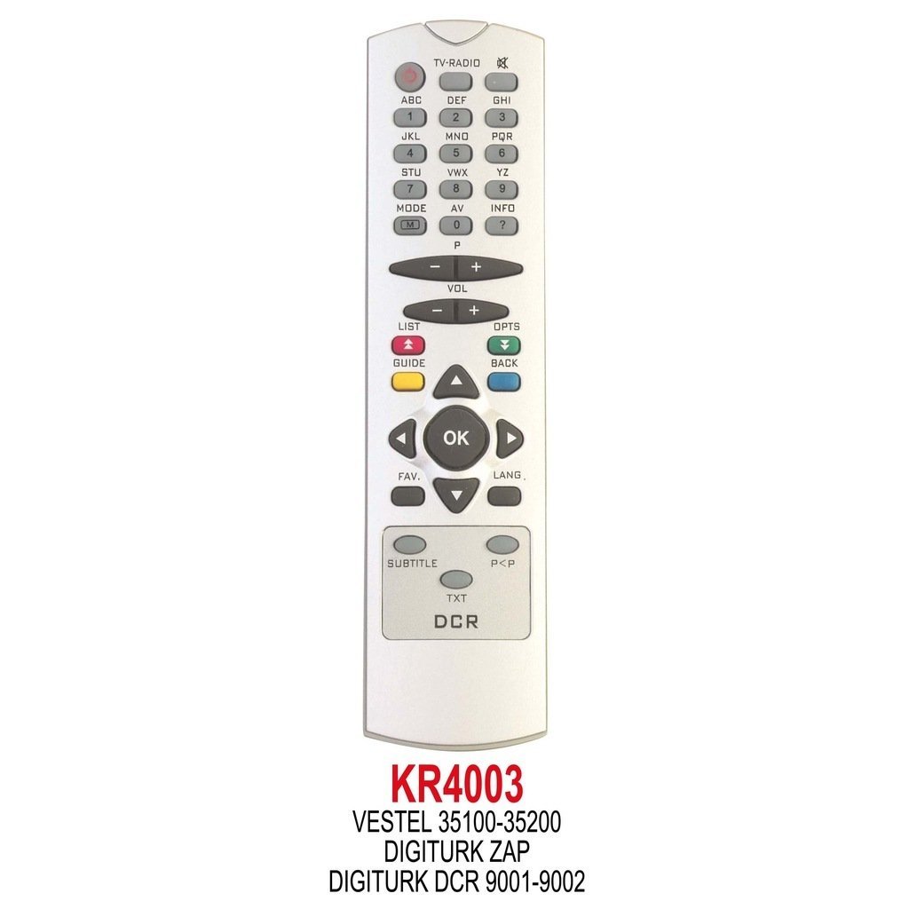 KR4003 UYDU KUMANDASI DIGITURK ZAP VESTEL DCR RECEIVER UYDU KUMANDASI