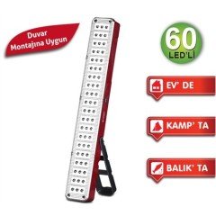 KAMOSONİC KS-L8004 ŞARJLI IŞILDAK 60 LED'Lİ DUVAR MONTAJINA UYGUN EV'DE, KAMP'TA ARAÇ'TA ACİL LED