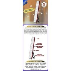ŞARJLI IŞILDAK 48 LED'Lİ DUVAR MONTAJINA UYGUN EV'DE, KAMP'TA ARAÇ'TA ACİL LED  KAMOSONİC KS-L8009