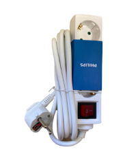 PHILIPS SPS1030A PRİZ AKIM KORUMALI 3'LÜ 2 METRE TOPRAKLI PRİZ ANAHTARLI ÇOCUK KİLİTLİ PRİZ