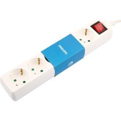 Priz Akım Korumalı 5'li 2 Metre Priz Anahtarlı Çocuk Kilitli Priz 3500W 16A Philips SPS1050A
