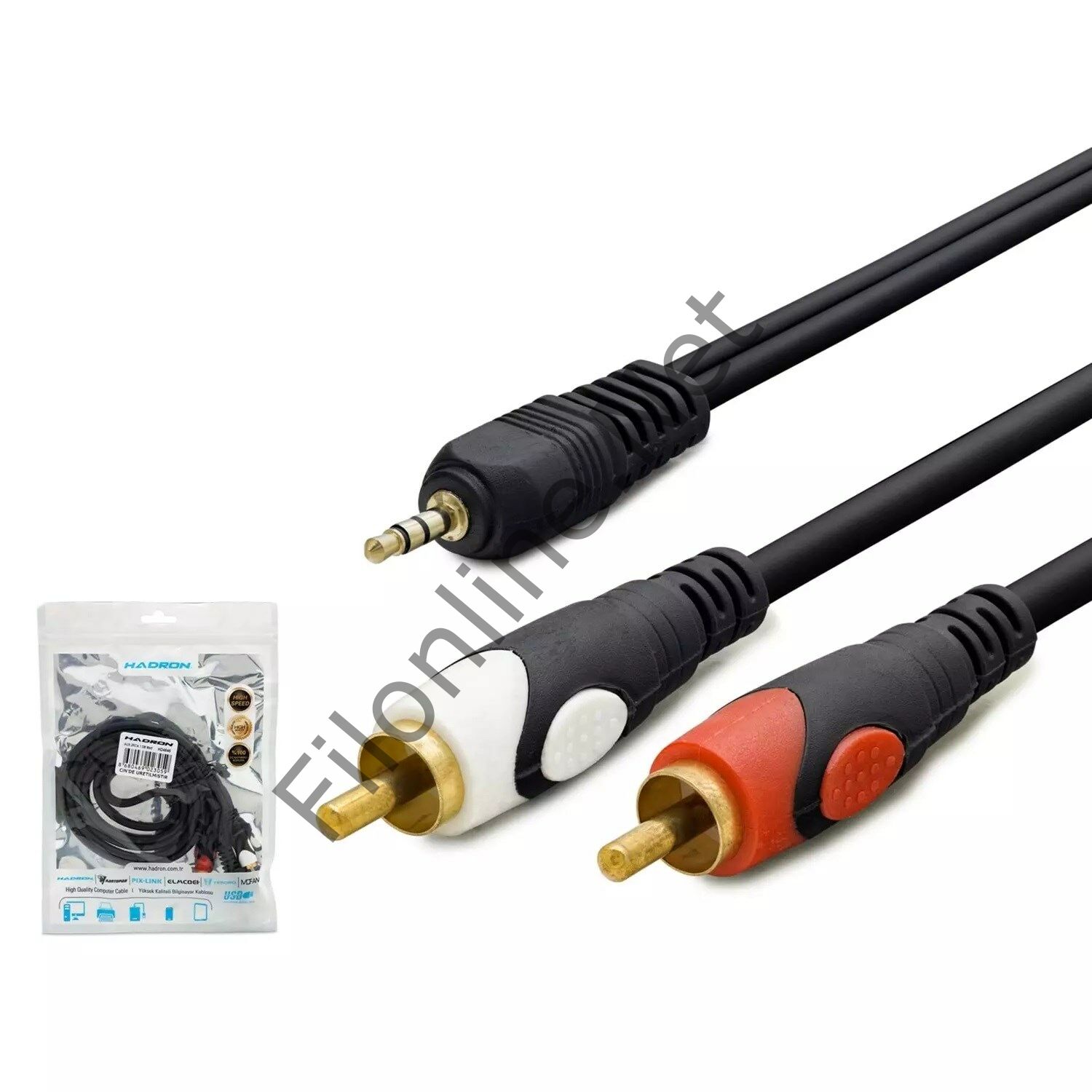 HADRON HDX1021 AUX TO 2RCA KABLO 3 METRE A KALİTE 3.5MM STEREO KABLO