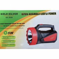 GS-2630 Şarjlı El Feneri Işıldak 5W Gold Silver
