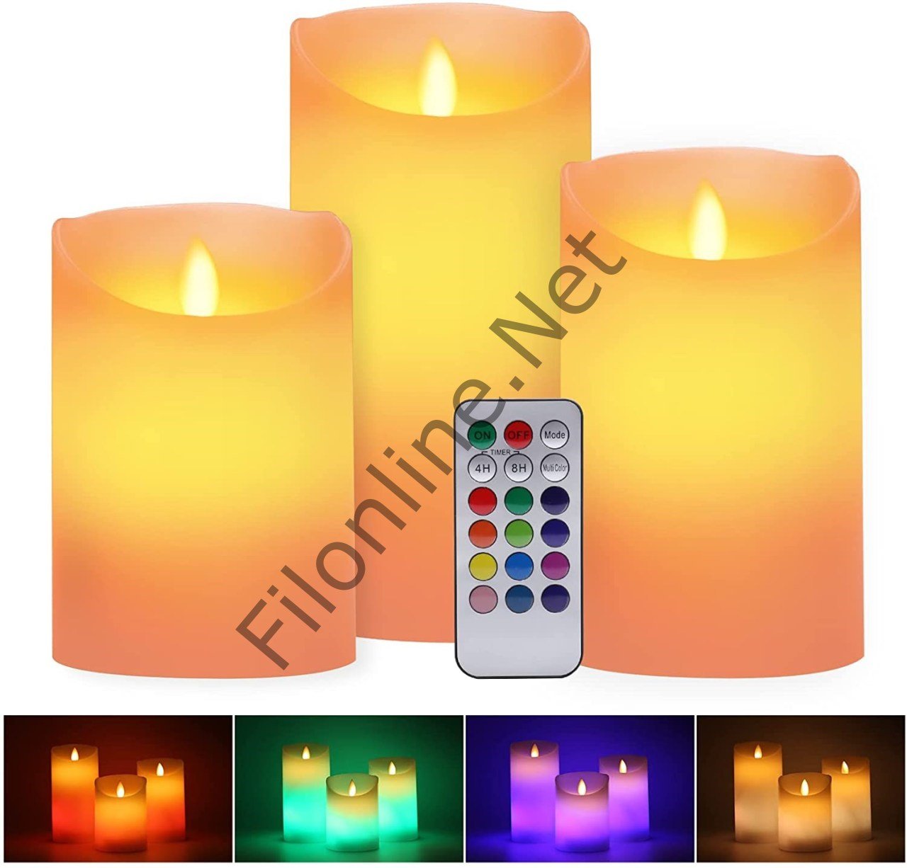 WINLIGHT WL-00126 ALEVSİZ LED MUM IŞIĞI 3 FARKLI BOY PİLLİ DEKORASYON ÇOK RENKLİ MUM