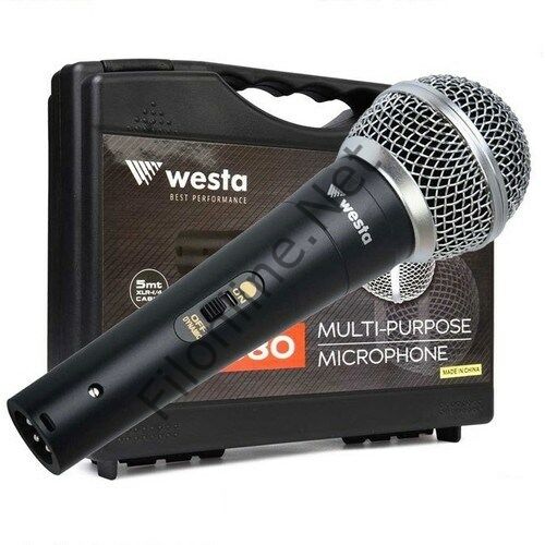 WESTA WM-580 PROFESYONEL DİNAMİK VOKAL KABLOLU MİKROFON TAŞIMA ÇANTALI EL MİKROFONU