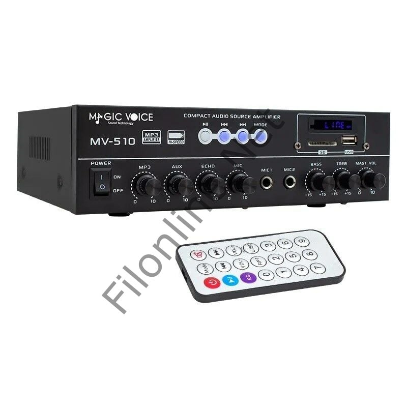 MAGIC VOICE MV-510 50 WATT USB-SD-BLUETOOTH GİRİŞLİ HAT TRAFOLU ANFİ
