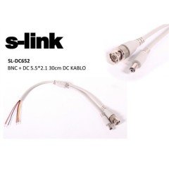 S-link SL-DC562 Bnc Ve Dişi Power Jak Fişli Güvenlik Kamera Kablosu   BNC+DC5.5*2.1 0,30 CM DC Kablo