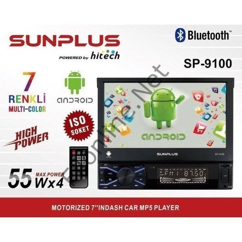 SUNPLUS SP-9100 7'' INDASH USB / BLUETOOTH /  ANDROID / 1+16 GB GOOGLE PLAY OTO TEYP