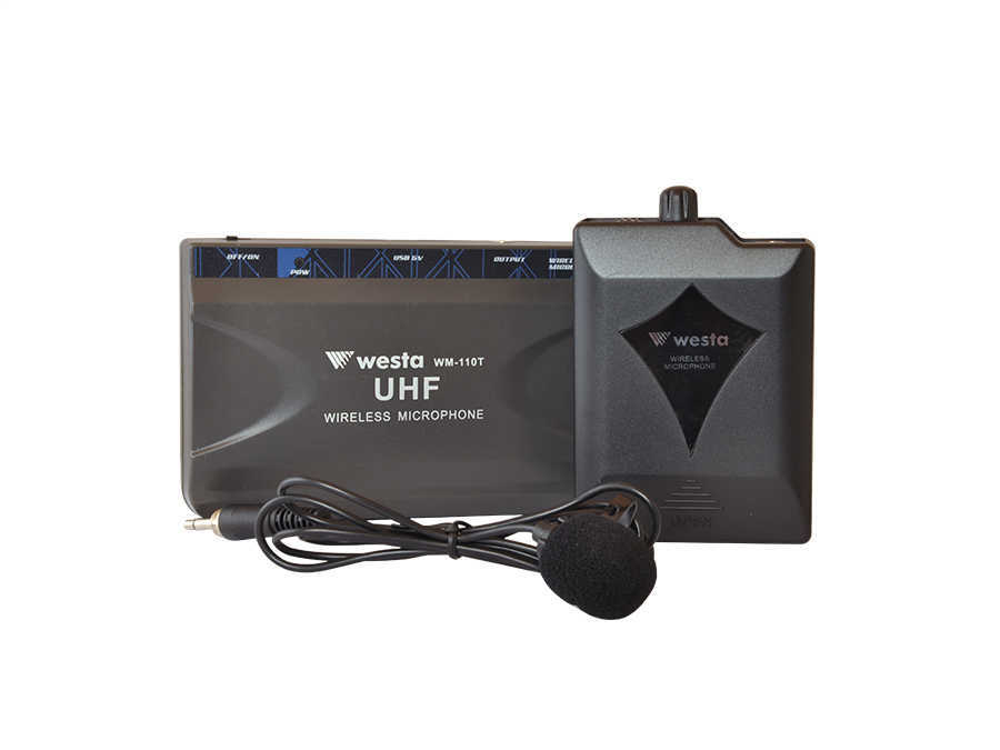 WESTA WM-110T YAKA MİKROFONU 105DB 2 KANAL 50 METRE ÇALIŞMA UHF PROFESYONEL KABLOSUZ MİKROFONU