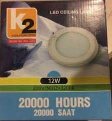 K2 KDL-223 LED SPOT 12W 220V 50HZ 3200 KELVİN 1200 LÜMEN 20000 SAAT ÖMÜRLÜ LED CEILING LAMP