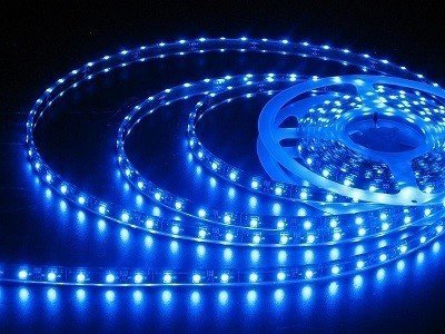 Filonline 5050 Şerit Led 12V 1A 60 Led  3 Çip Silikonsuz Mavi 5 Metre Şerit Led