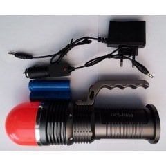 UCS  R-859 EL FENERİ 5W 600 LÜMEN 3 KADEMELİ 220V ALÜMİNYUM ALAŞIM BEYAZ IŞIK METAL ŞARJLI EL FENERİ