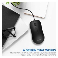 PHILIPS SPK 7214 MOUSE 1000DPI USB ERGONOMİK TASARIM SİYAH MAT KAPLAMA KABLOLU MOUSE