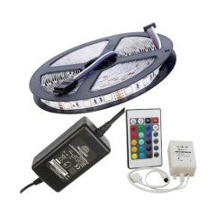 RGB KUMANDALI ŞERİT LED SET 3 ÇİPLİ 5 METRE TRAFOLU/SU GEÇİRMEZ/FLAŞLI RGB SET