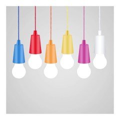 PULL CORD LIGHT CH-6088 İPLİ ÇEK BIRAK PİLLİ LED AMPUL BEYAZ IŞIK E27 DUY İPLİ ÇEK YAK LAMBA MOR