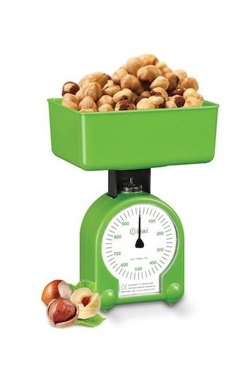 KİWİ KS-1111 MUTFAK TARTISI HAZNELİ 500ML KASE DARA AYARLAMA MEKANİK MUTFAK TERAZİSİ YEŞİL