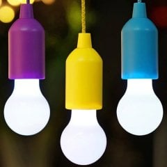 İPLİ ÇEK BIRAK PİLLİ LED AMPUL BEYAZ IŞIK E27 DUY İPLİ ÇEK YAK LAMBA YEŞİL PULL CORD LIGHT CH-6088