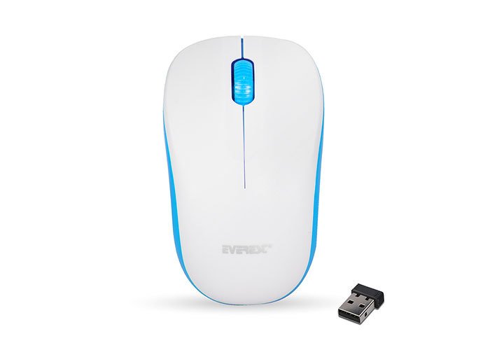 EVEREST SM-165 MOUSE 10 METRE UZAKLIK 2.4GHZ OPTİK SENSÖRLÜ KABLOSUZ USB MOUSE MAVİ/BEYAZ