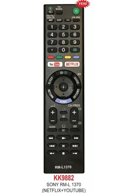 LCD TELEVİZYON  KUMANDASI SONY RM-L 1370 NETFLİX-YOUTUBE TUŞLU UZAKTAN LCD TV KUMANDASI KK9882