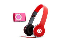 MİKADO MD-909 KULAKLIK TF KART MAX 32GB MP3 OYNATICI+KIRMIZI KULAK ÜSTÜ KULAKLIK