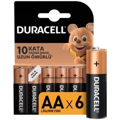 DURACELL ALKALİN KALEM PİL AA 1.5V 6'LI PAKET PİL LR6