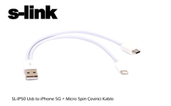 USB KABLO 3 IN 1 USB TO IPHONE 5G + MICRO 5PİN + SAMSUNG TABLET ÇEVİRİCİ KABLO S-LINK SL-IP50