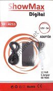 SHOWMAX SH-4211 DIGITAL 12V 5A  PLASTİK KASA ADAPTÖR 60 WATT ADAPTÖR