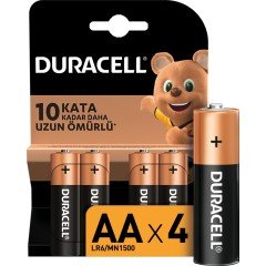 DURACELL ALKALİN KALEM PİL AA 1,5V 4'LÜ PAKET PİL LR6