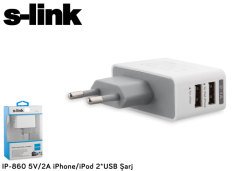 S-LINK IP-860 IPHONE VE IPOD EV ŞARJ ADAPTÖR 5V 2.1A AC 110-240V 2SB EV ŞARJ ADAPTÖRÜ