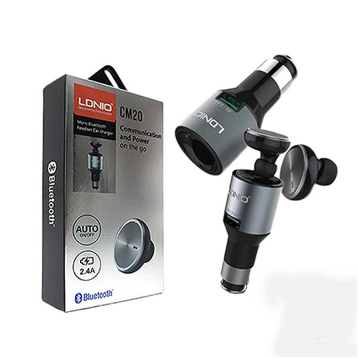 LDNIO CM-20 ŞARJ CİHAZI BLUETOOTH KULAKLIK VE ARAÇ İÇİ ÇAKMAKLIK USB 5V/ 2.4A ŞARJ CİHAZI