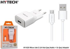 HYTECH HY-X20 ADAPTÖR USB 2.4A HIZLI ŞARJ BEYAZ KABLO+ EV ŞARJ ADAPTÖRÜ