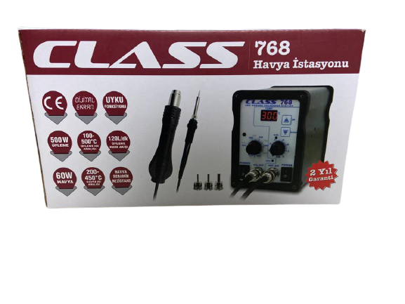CLASS 768 D SICAK HAVYA VE LEHİMLEME İSTASYONU 500W ÜFLEME 60W HAVYA VE LEHİMLEME İSTASYONU
