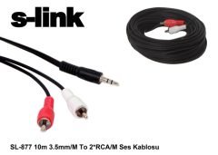 S-LINK SL-877 SES KABLOSU 10 METRE 3.5mm/M TO 2CA/M SES KABLOSU